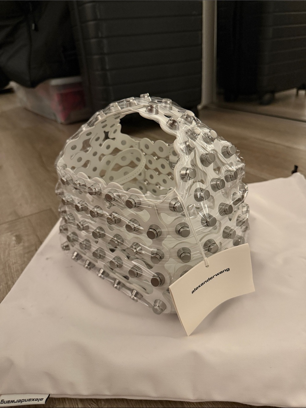 Alexander Wang Clear Studded Mini Bag with White Insert